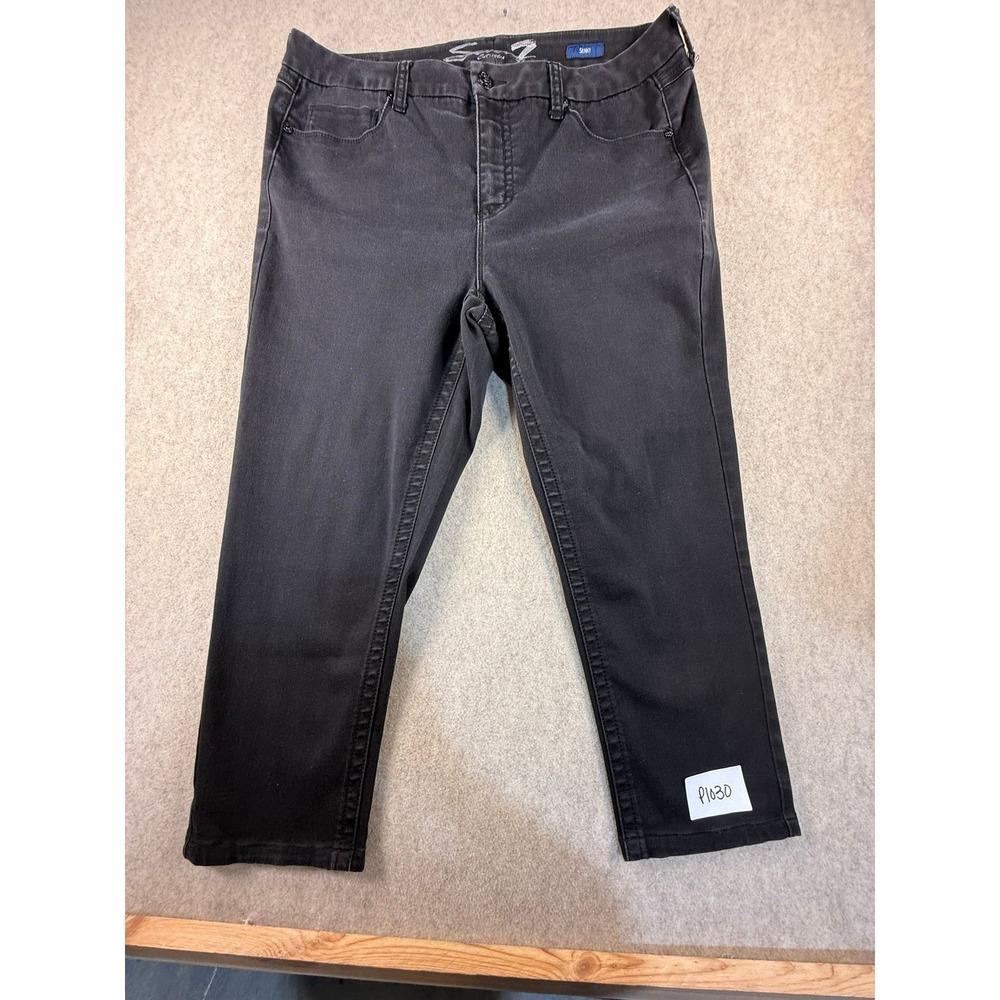 Seven7 Sunny Skinny Jeans Faded Black Mid Rise Denim Pants